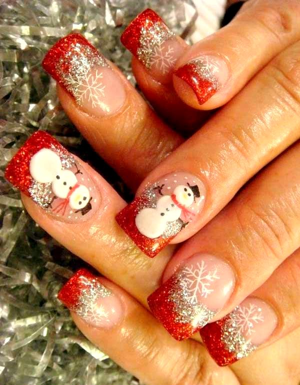 Christmas nail art design ideas snowman 28 Creative Christmas Nail Designs