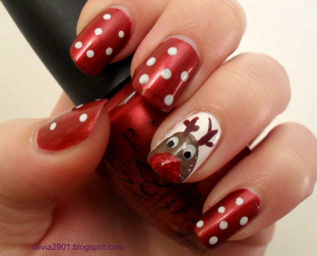 Christmas nail design3 634x512 28 Creative Christmas Nail Designs