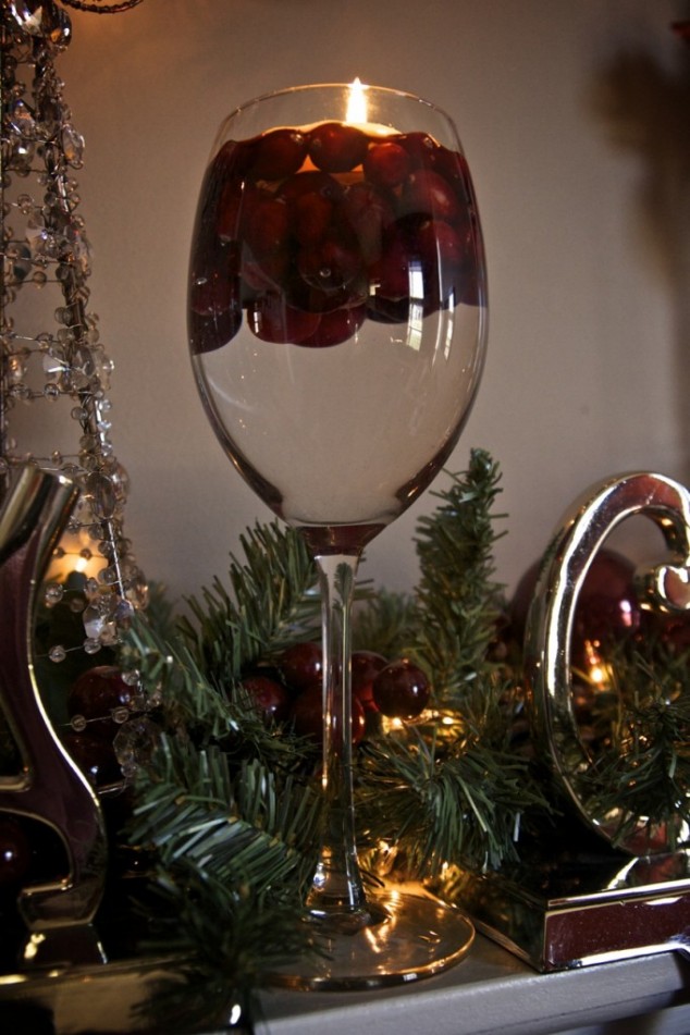 wine centerpieces glass diy centerpiece interesting cranberry candle holder floating source