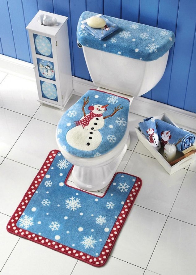 Snowman Toilet and Rug Christmas Thing 634x890 20 Amazing Christmas Bathroom Decoration Ideas