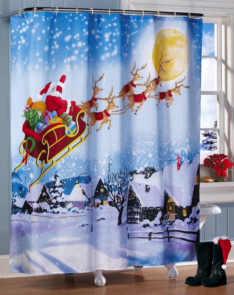 Christmas Lights Curtain Style Christmas Shower Curtai