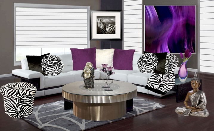 Dramatic Zebra Living Room Decoration Ideas