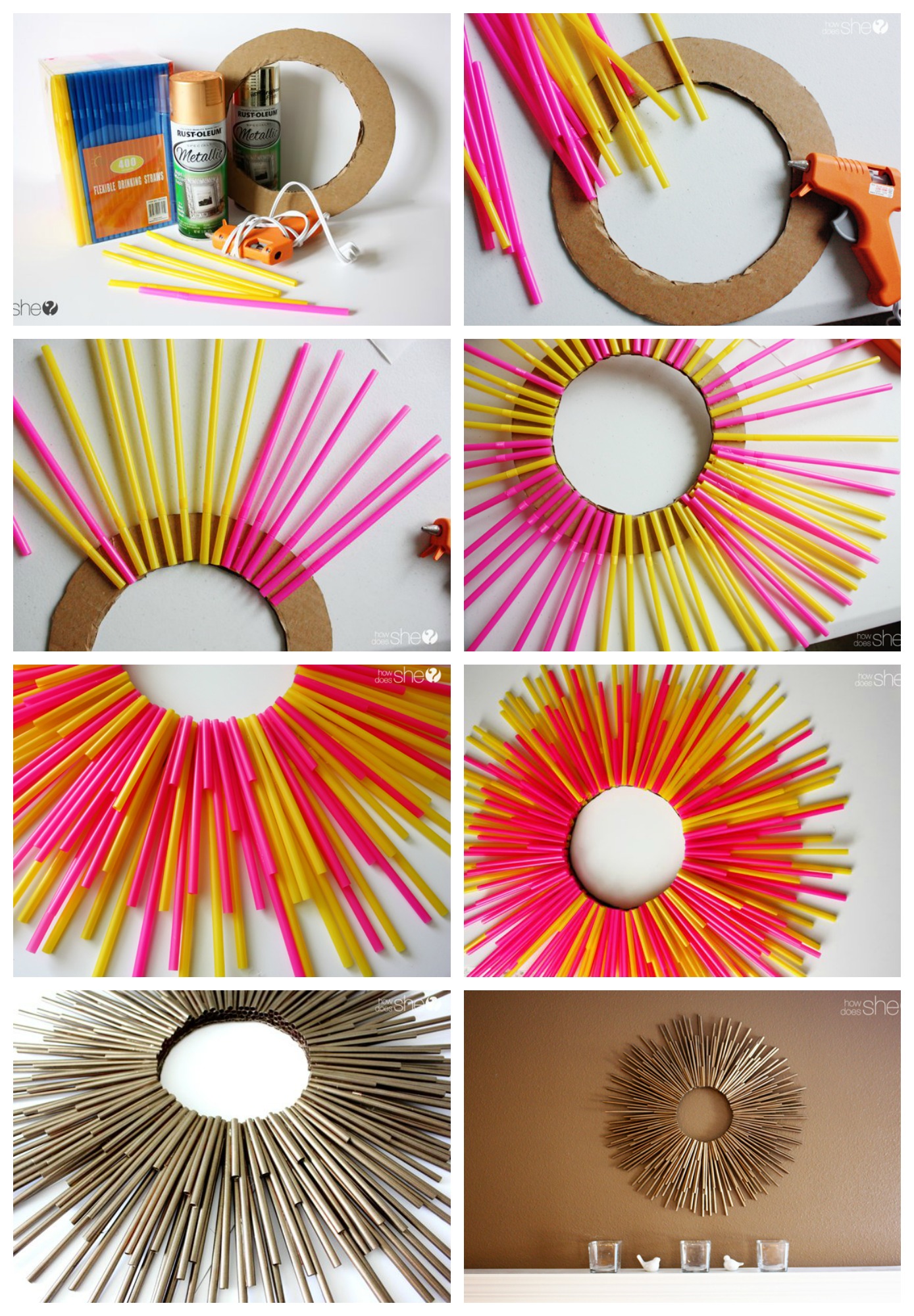 DIY drinking straw sunburst frame Top Dreamer