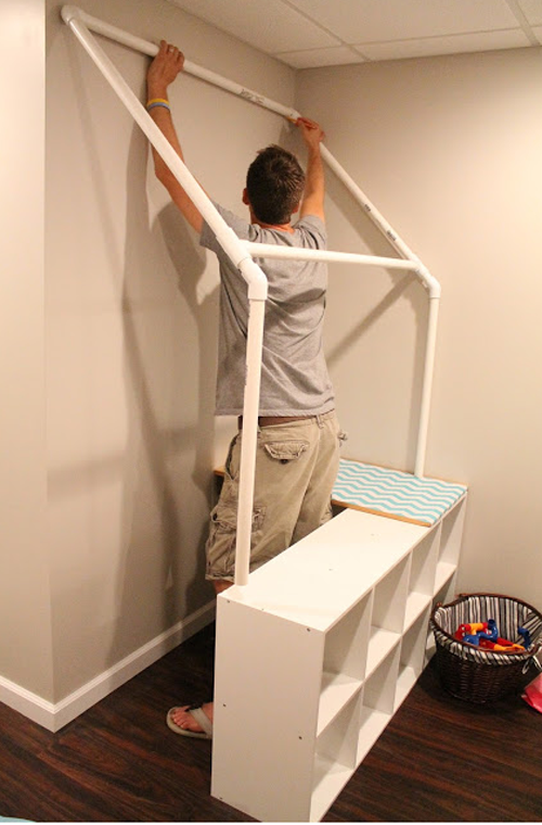 He Attached Pvc Pipe To The Bookcase And Made The Loveliest