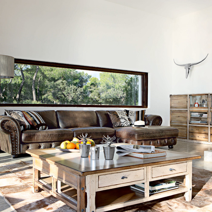 Modern Living  Rooms  With Brown Leather Sofa