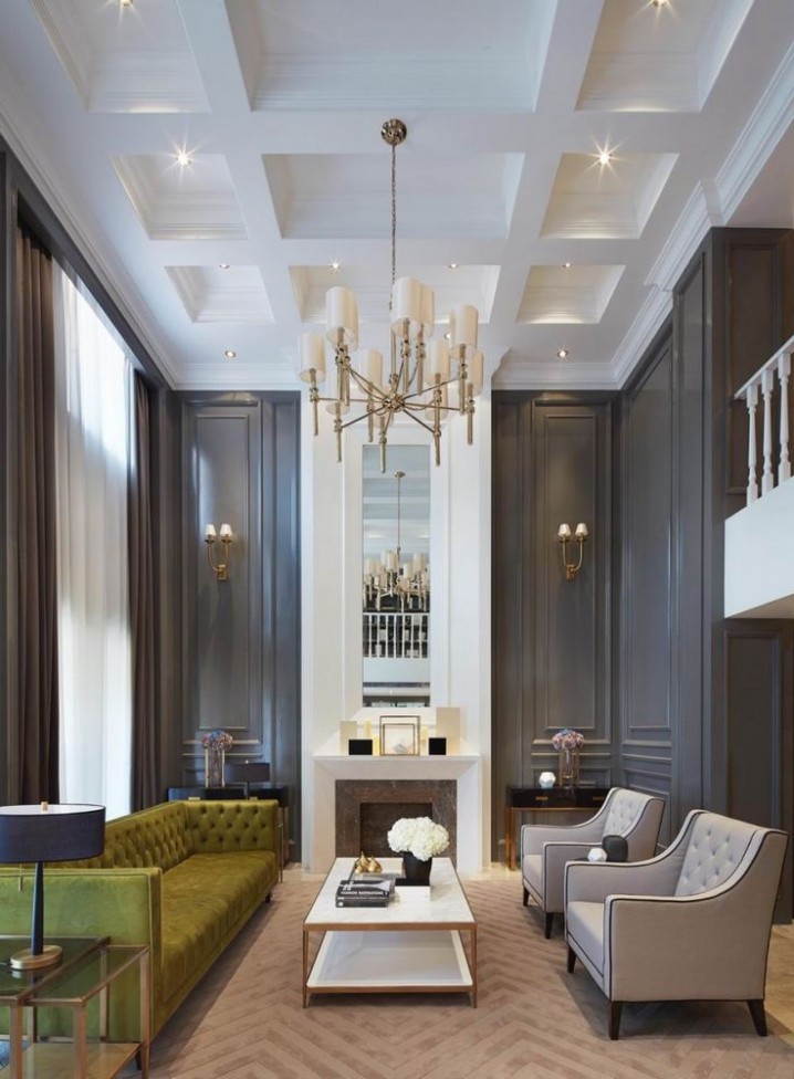 15 Living Rooms With Coffered Ceiling Designs