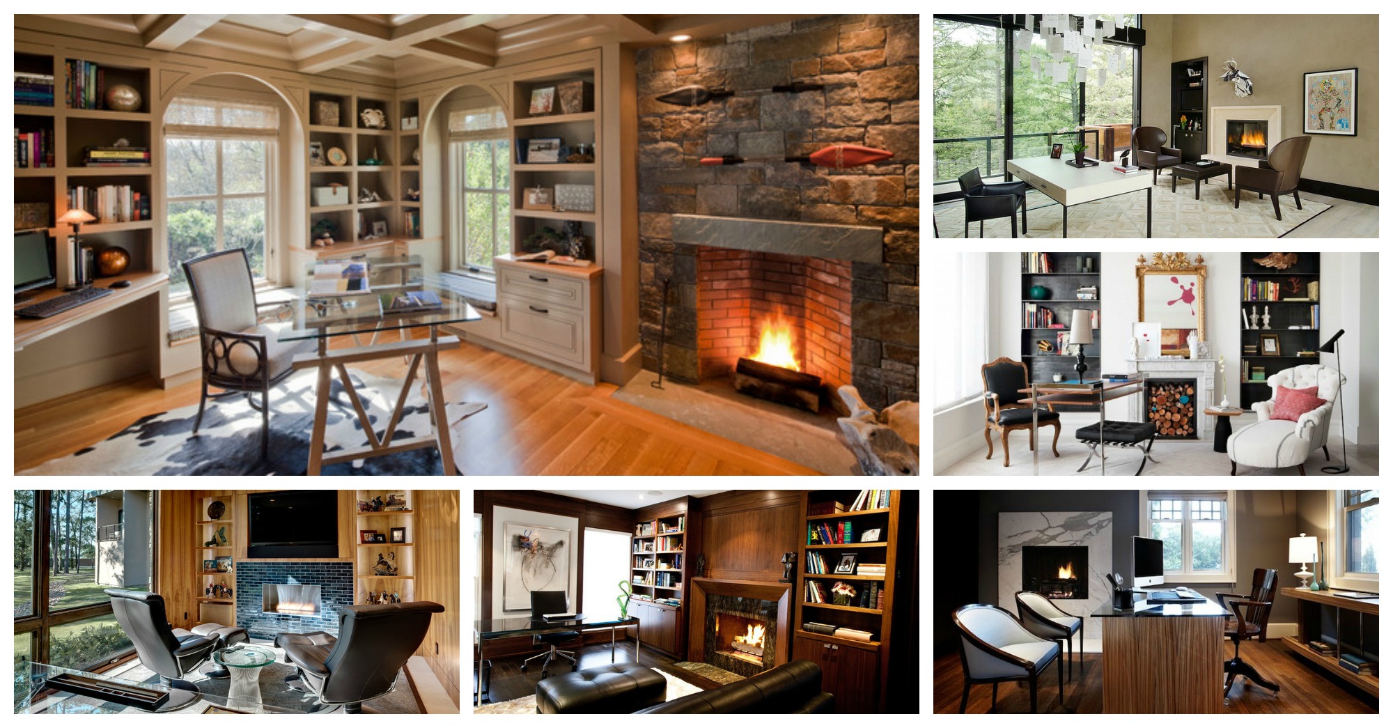 15 Warm And Cozy Home Office Designs With Fireplaces